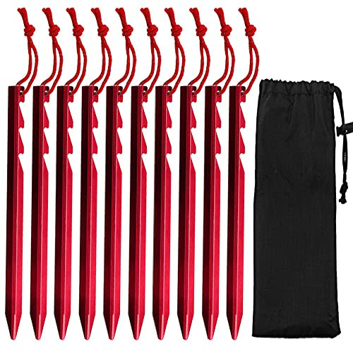 GiBot Camping Heringe, 10Pcs Ultralight Heavy Duty Aluminium Legierung Zelt Stakes Pegs Nails