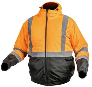 Högert Technik - Arbeitsjacke Herren OKER, Reflektierende Jacke Wattierte, Warn Pilotenjacke Herren, Winddichte Warnjacke mit Polyester-Isolierung, 3 in 1 Jacke, Orange - Größe S