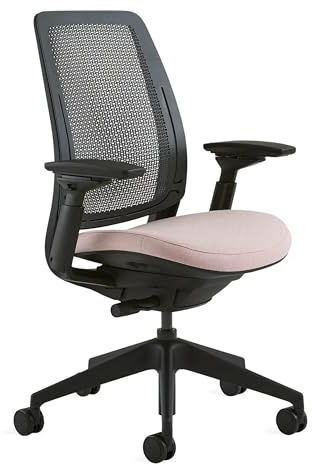 Steelcase Series 2 Office Chair - Ergonomic Work Chair with Wheels for Hard Flooring - With Back Support, Weight-Activated Adjustment & Arm Support - Adjustable Rolling Chairs for Desk - Pink Lemonade