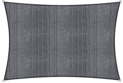 Lumaland Sonnensegel Rechteckig | Wetterbeständiger Sonnenschutz inkl. Befestigungsseile | Terrasse, Garten & Balkon Schattenspender aus HDPE Material mit UV Schutz inkl. Befestigungsseile [Grau]