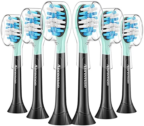 Aoremon Replacement Toothbrush Heads for Philips Sonicare C3 Premium Plaque Control HX9044/65 G3 Gum Care HX9054/65 W3 4100 5100 6100 7500 C1 C2 Flexcare Diamondclean HealthyWhite, 6 Count, Black
