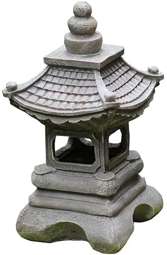 LSHAOBO Pagoda Stupa Lantern Estatua de Piedra para jardín al Aire Libre, Farol de Estilo japonés Pagoda con energía Solar LED para decoración de jardín al Aire Libre, 13.4 Pulgadas(Size:13.4inch)