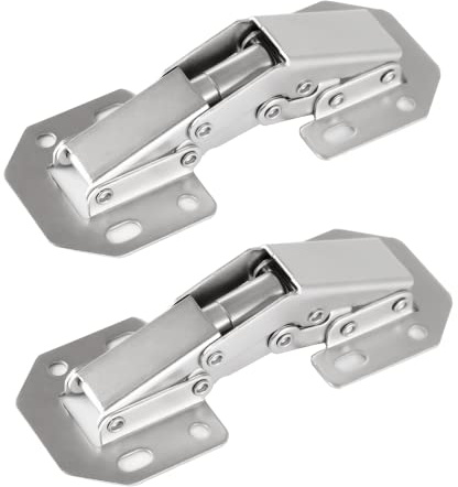 DOBOGA 2-Pack Modern Nickel Finish Hidden Hinges for Frameless Cabinet Doors, Surface Mount, 4.2 x 1.7 Inches, 90 Degree Spring Hinge, 20 lbs Max Weight Capacity