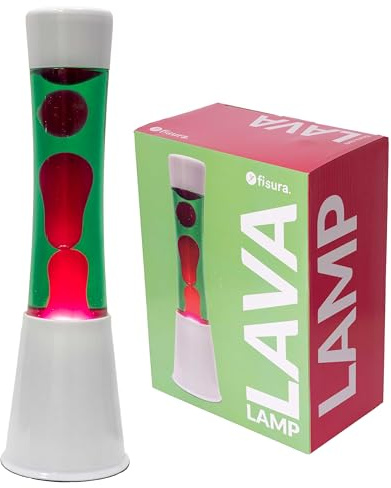 Fisura - Lámpara de lava multicolor. Base blanca y cristal con efecto degradado multicolor. Lámpara efecto relajante. Con bombilla de repuesto. 11 cm x 11cm x 39,5 cm. (Verde y rosa)