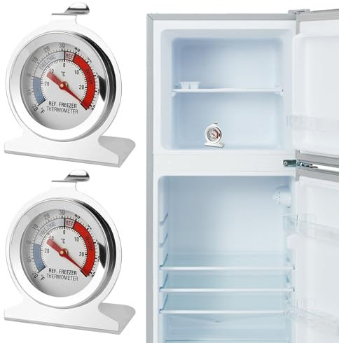 2 Pezzi Termometro Congelatore, Termometro Frigorifero Antigelo con Gancio per Appendere, Gamma di Misurazione da -30 a 30 °C (-20°F a 80°F), Ideali per Casa Ristoranti e Bar, Facili da Pulire