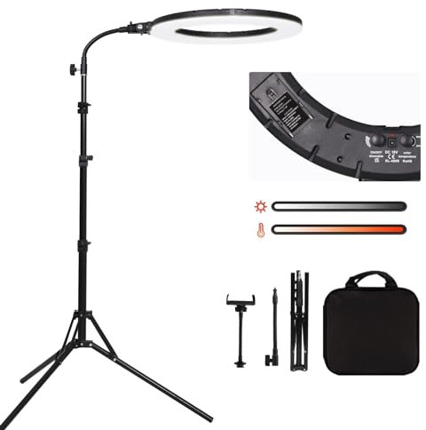 GSKAIWEN 18 60W LED Luz Anular Kit Regulable con Trípode, Tubo Suave, Soporte para Teléfono, Fotografía de Estudio, Retrato, Selfies, Live Streaming, Tatuaje de Cejas/Pestañas, Maquillaje