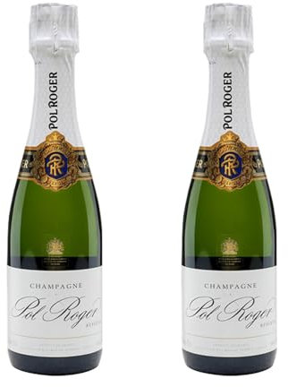 Pol Roger Champagne | Brut Réserve | 12.5% ABV | Half Bottle | 2 x 37.5cl | French Sparkling Wine | Chardonnay, Pinot Noir, Pinot Meunier | Non-Vintage | Premium Quality