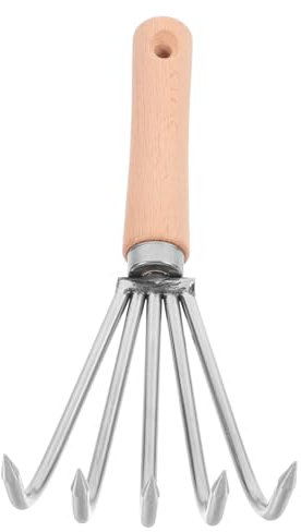 Lurrose Escarificador De Suelo Rastrillo Pequeño Japonés De Acero Inoxidable con Mango Corto para Desherbar y Excavar Jardín Herramienta Manual Cultivadora