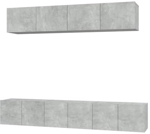 Helloshop26 Ensemble de Meubles Armoire Buffet TV télévision Salon Chambre séjour 5 pièces Bois d'ingénierie Gris 02_0024883