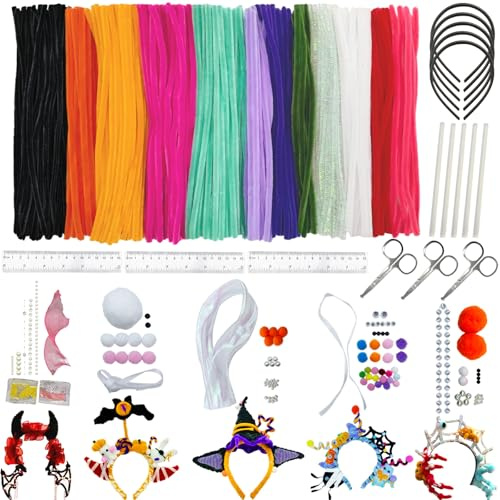 Limpiador de pipas para manualidades, juego de 631 limpiadores de pipas para manualidades, alambre de chenilla, 11 colores, gran proyecto de bricolaje para niños para hacer diademas y decoraciones de