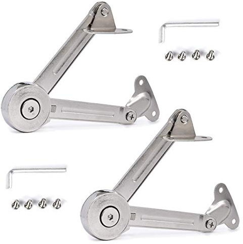 Lid Support Hinge in Satin Nickel MOYODOR Folding Lid Stay Hinge with Soft Close, Perfect for Toy Box/Drawer Window/Wardrobe/Cabinet Door,35Lb (Normal Style 1pair)