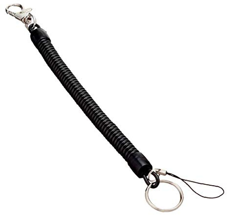 Ressort hélicoïdal Keychain en spirale rétractable theftproof anti-perte extensible cordon de sécurité porte-clés en métal pour clés Fermoir Wallet 20cm Noir 1pc Vêtements Accessoires