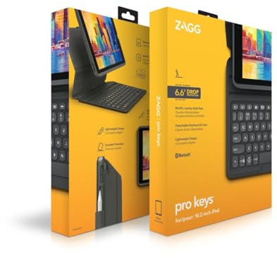 ZAGG Pro Keys iPad Bluetooth Keyboard and Case for 10.2 inch iPad (Gen 7, 8 & 9) Backlit Keys, Lightweight, Pencil Holder, Folio Case, Detachable, Multi-Device Pairing, Long Battery Life (English)