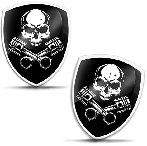 Biomar Labs 2 x Aufkleber 3D Gel Silikon Schädel Totenkopf Moto Fahrrad Motorrad Biker Helm Stickers Auto Fenster Telefon Laptop PC Tablet Tür KS 105