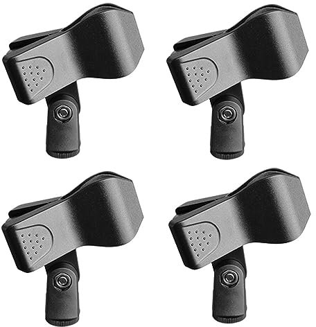 CAASFOOY 4 pièces pince microphone, Support Universel de Microphone, porte-microphone, clip pour microphone, Idéal Pour les Conférences, Conférences, Concours, Etc (Noir)