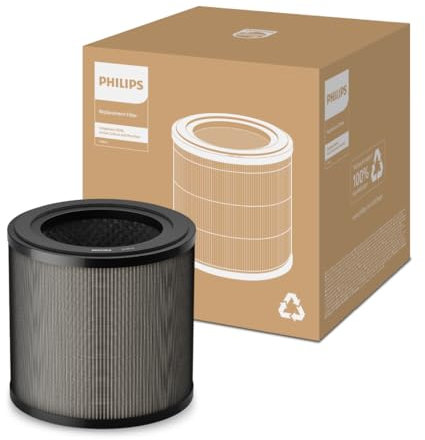 Philips Original-Ersatzfilter für Luftreiniger der 900er Serie AC0950 und AC0951, HEPA NanoProtect + Aktivkohle, 12 Monate Lebensdauer, Schwarz/Weiß (FY0910/30)