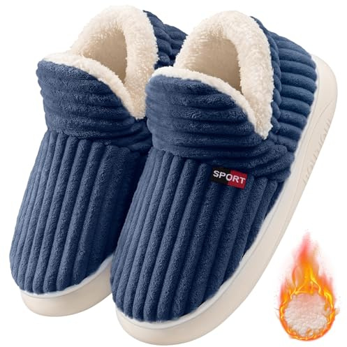 CMTOP Hausschuhe Damen Winter Antirutsch Hausschuhe Herren Wärme Wolke Hüttenschuhe Geschlossen Leicht Bequem Pantoffeln Winter Wärme Kuschel Hausschuhe(Marineblau,42/43 EU)