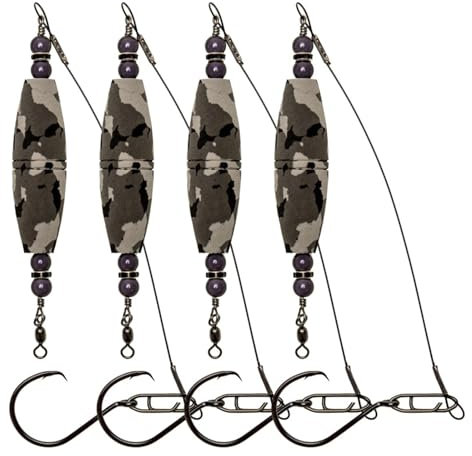 4 x Wels-Posen-Rigs mit Haken, Angel-Bobber, hoher Auftrieb, Catfish-Pose, Schaumstoff, Peg Float, einfach zu bedienen