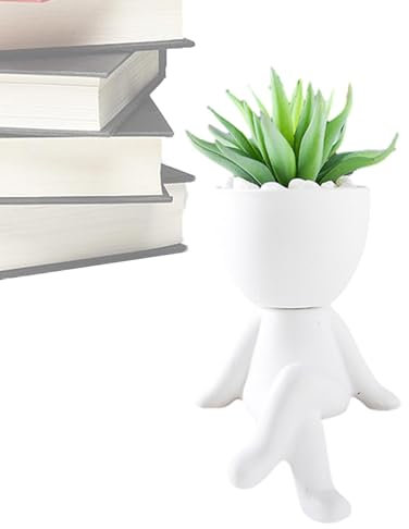 Denker Vase Deko Wohnzimmer Modern Körper Vasen Für Pampasgras Aesthetic Vase Buch Face Blumenvase Keramik Book Tulpenvase Skulptur Deko Modern Flower Vase, Keramik-Gesichtsvase, Weiße Blumenvase