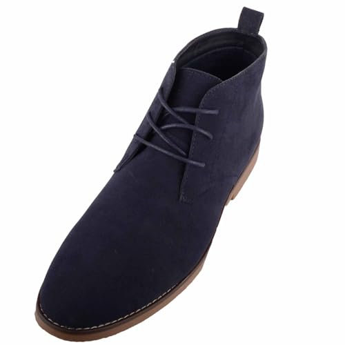 ABSOLUTE FOOTWEAR Bottines Chelsea décontractées à lacets en daim synthétique pour homme, Bleu marine, 10 US