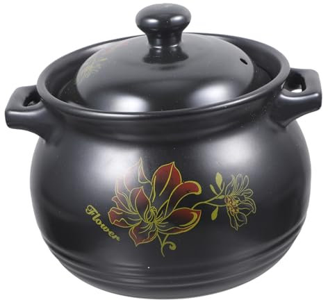 Garneck Cazuela De Barro Cerámica Para Sopa y Guisos Resistente Ácidos y Álcalis Diseño Sin Recubrimiento Para Cocinas De Inducción y Vitrocerámica Fácil De Limpiar y Ahorro De Energía