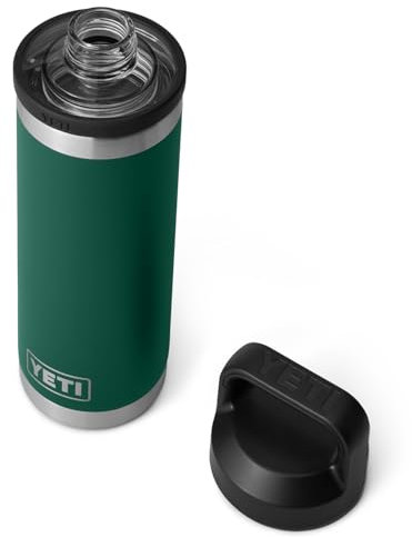 YETI Rambler 18 oz Bottle, Vacuum Insulated, Leakproof, Stainless Steel with Chug Cap, Black Forest Green
