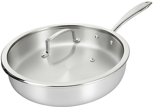 KLAUS Sauteuse en Inox 28 cm avec covercle – haute qualité Poignée Antichaleur | Triple Épaisseur| Compatible Induction, Gaz, Électrique Chauffe Rapide et Durable