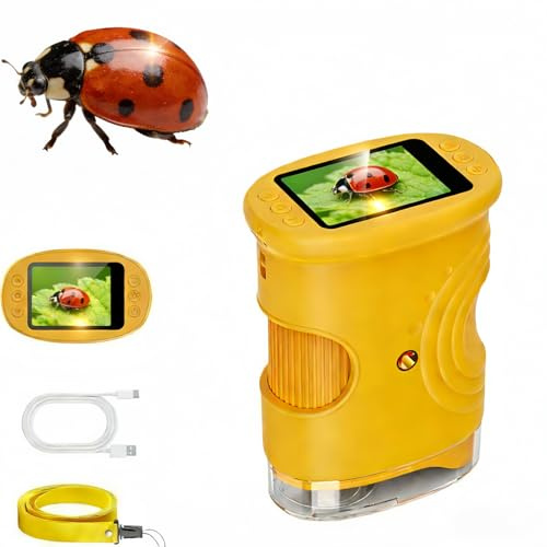 1000X Handheld Microscope, Wonder Quest Kids Digital Magnifying Glass, 4K 2.0 Screen, Portable Mini Pocket Microscope for Home School Lab, 2MP Camera, USB Export (Orange)