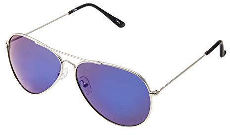 Ultra Pilot Sunglasses - Adults Silver Frame with Blue Lenses Mens and Womens Sunglasses Metal Framed Retro 80s Classic Style Sunglasses Women Men UV400 Protection Navigator Pilot Glasses