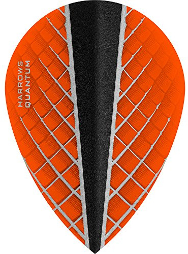 Harrows Quantum X Dart Flights - 100 Micron - Pear - 3D Effect - 1 Set (3) (Orange)