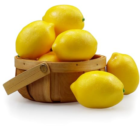 12 pezzi 2.9 X2 limoni gialli artificiali, limoni finti per la decorazione domestica, limoni di limoni di dimensioni normali per la decorazione natalizia della festa in cucina, limoni gialli finti