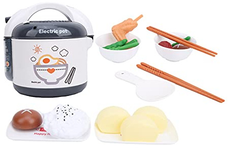 GLOGLOW Kids Rice Cooker Toy, Pretend Cooking Kit Chef Appliances Kitchen Playset Early Development Educational Kids(Grey)