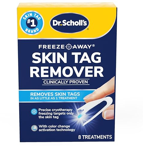 Dr. Scholl's Freeze Away Skin Tag Remover Kit, 8 ct – Completely removes Skin Tags in As Little As 1 Treatment, FDA-Cleared & Clinically Proven At-Home Removal, Easy 1-Handed Action, Permanent Results