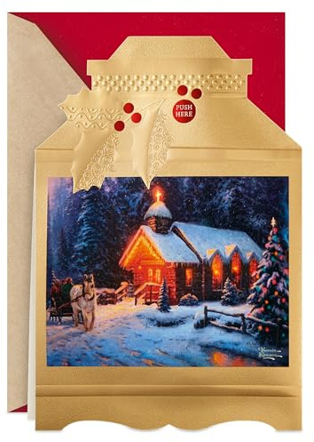 Hallmark Thomas Kinkade Musical Christmas Card With Light (Lantern, O Holy Night)