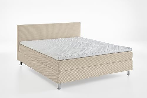 Atlantic Home Collection Boxbett inklusive Rost und Federkernmatratze, Polyurethan, Creme, 180 x 200 cm
