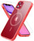 Kuaguozhe für iPhone 11 Hülle, Magnetisch Handyhülle iPhone 11 mit Panzer Schutz Glas, Kompatibel mit MagSafe, Rundumschutz Stoßfest Transparent Rückseite Schutzhülle für iPhone 11 6,1 Zoll (Rot)