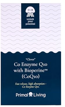 Coenzyme Q10 (CoQ10) 100mg High Absorption Formula with 2.5 Grams of Black Pepper Extract - 30 Vegan Capsules - Supports Energy, Heart Health & Cellular Function