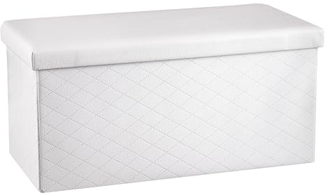Baroni Home Coffre Rectangulaire en Velours pour Salon avec Couvercle Ouvrable, Repose-Pieds pour Chambre, Tabouret de Rangement Pliant Rembourré, 76X38X38 cm, Blanc