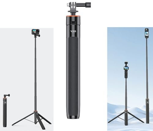 LICHIFIT Trípode extensible para selfie para DJI OSMO POCKET 3/Action 4 Longitud ajustable 138 cm Barra de extensión para Insta360 ONE X3 / X2 Soporte de base de cámara de acción Accesorios