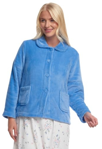 Suzy & Me Veste de lit en polaire super douce pour femme (BLEU BLEUET 40-42)