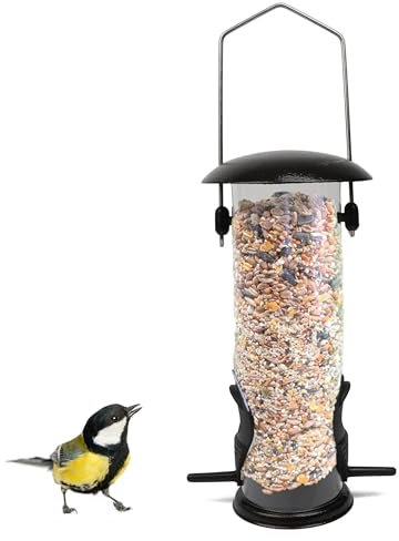 DIVCHI Large Heavy Duty Squirrel Proof Bird Feeder For Wild Seed Feed Mix Outdoor Garden Use - With Strong Metal Cage To Deter Squirrels & Large Birds (Seed Feeder)