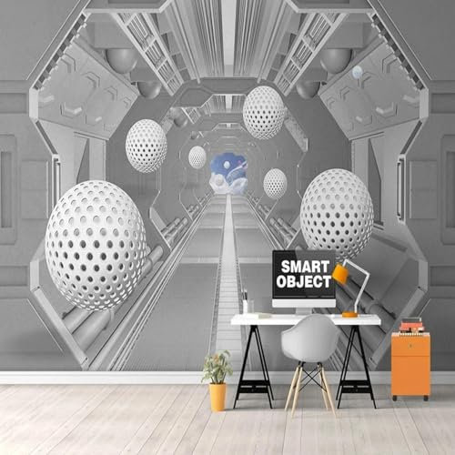 MIXUEXUNLU Wallpaper 3D Ball Spaceship Space Mural Living Room TV Sofa Bedroom Background Wall Decoration