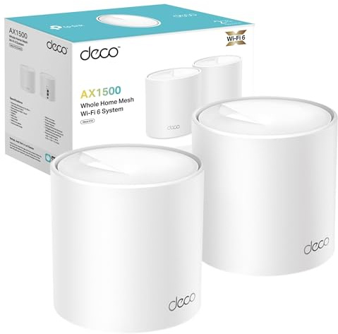 TP-Link Deco X10 AX1500 Whole Home Dual-Band Mesh Wi-Fi 6 System, AI-Driven Pack of 2 (Renewed),