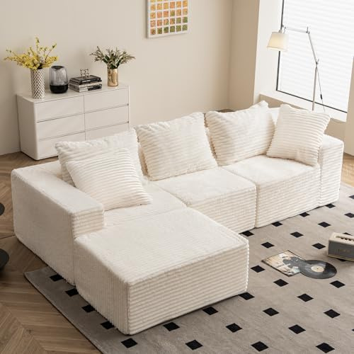Vamcheer 274cm L-shaped Boneless Corner Sofa, No Assembly Required, Beige