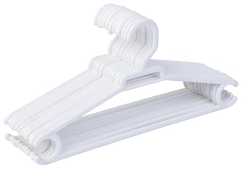Perchas Infantiles de Plástico – Pack de 12 Unidades | Color Blanco | Tamaño 26,8x13,2 cm | Perchas Ligeras y Resistentes para Ropa de Niños - Fabricadas en España