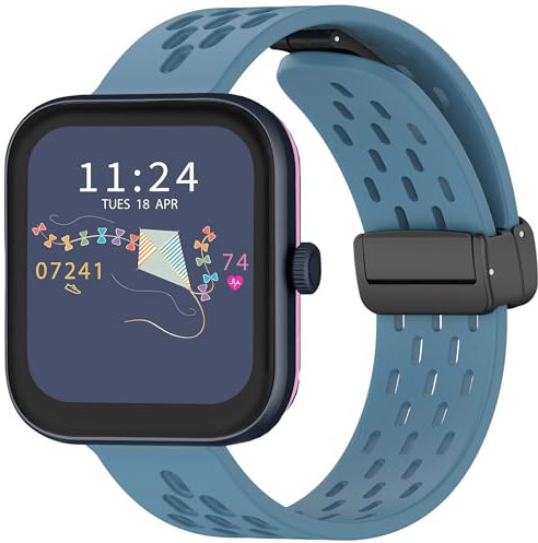 Bleushaweu for RAD LEY Series Band, 18mm, 20mm, 22mm Breathable Soft Silicone Magnetic Butterfly Clousure Sport Replacemet Strap Compatible with RAD-LEY Series 32/20/19/46/10 Smart Watch (Blue, 20mm)