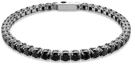 Swarovski Matrix Bracciale Tennis, Gioiello Versatile con Cristalli Neri, Pietre Preziose a Taglio Round, Chiusura a Linguetta, Taglia XL, Placcatura in Tonalità Rutenio, 19 cm, 0,4 cm