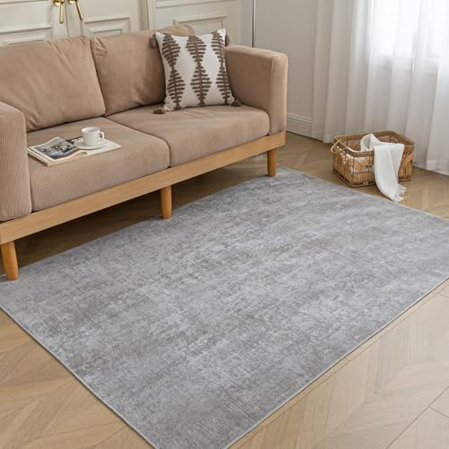 HARESLE Weich Kurzflor Grau Anti-Rutsch Klein Teppiche 60x120cm