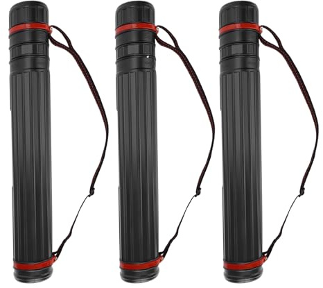 DEWEL Tubo Portaplanos Ajustable A1 para Dibujo De Artistas, 45-75 cm, Impermeable, Telescópico, Ajustable, Expandible, con Correa de Transporte, para Dibujos, Planos, Mapas, Rotafolios, 3 PCS