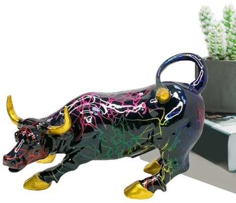 Executive Bull Decor – Idea de Regalo, artesanía, Estatua de toros con Acabado de Bronce, Figura de Animal dinámico, Sala de conferencias, símbolo de éxito financiero para